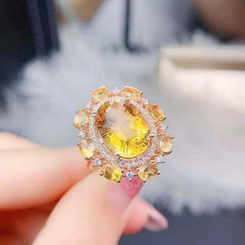 Fine Natural Citrine/Amethyst/Topaz Luxurious Women’s Ring Real S925 Sterling Silver Fashion Weddings Jewelry MeiBaPJFS