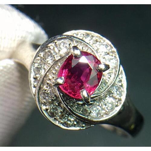 Ruby Ring Pure Pt900 Jewelry Real Natural 0.44ct Red Ruby Diamond Jewelry Anniversary Females Rings for Womens Fine Rings
