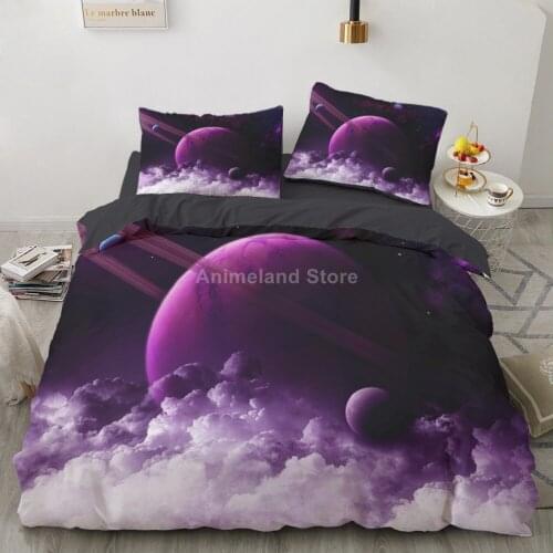 Purple Plant Bedding Set Universe Galaxy Bed Linen Quilt Duvet Cover Set Home Textile Decor Twin Single Queen King Size Fashion
