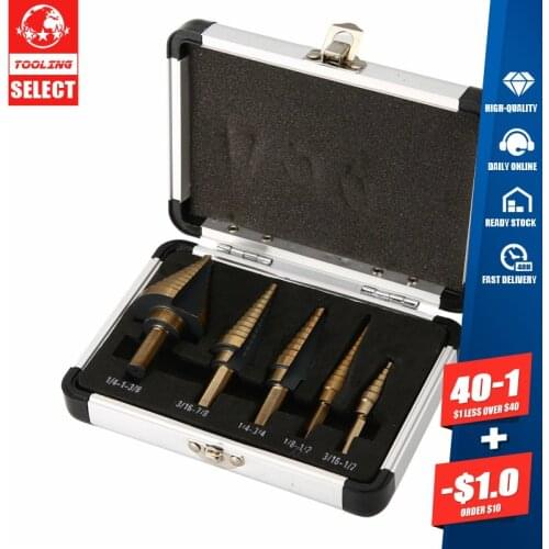 High Quality HSS 5pcs 50 Sizes Step Drill Bit Set Cobalt Multiple Hole Bits For Metal Wood Hole Drilling Tool Cutter Cone
