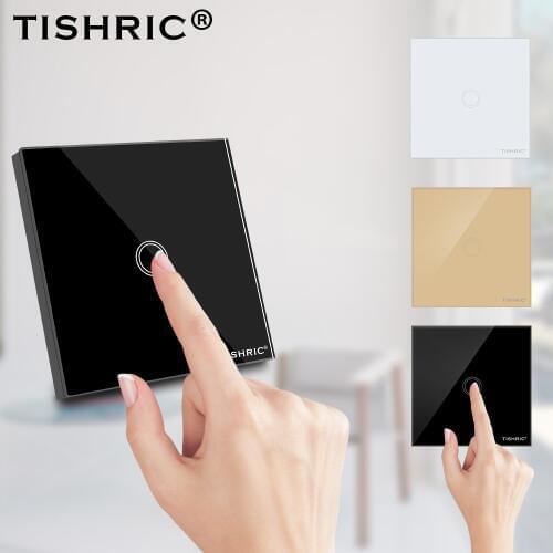 TISHRIC Wall Touch Sensor Switch Panel Glass Light Switch Eu Standard 1 Gang 1 Way Home Module work with SONOFF MINI Wifi Switch