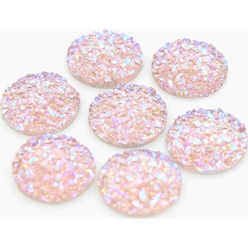 New 100pcs 10mm Pink AB/purple AB Flatback Resin Round Stone Beads Resin Rhinestone Scrapbook Wedding Cards Embellishments