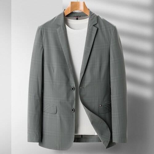 New Spring And Autumn Male Blazer Luxury Business Casual Single Breasted Plaids Mens Blazer Fashion Slim Fit Man Blazer 3XL