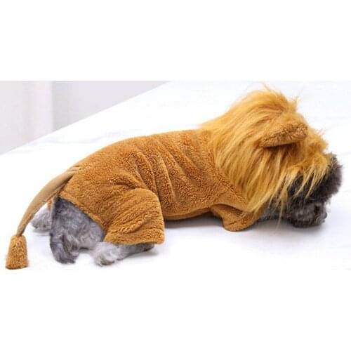 Pet Cosplay Golden Lion Four Legged Clothes Funny Cute Flannel Plush Halloween Costume Home Pet Dog Party Outfit