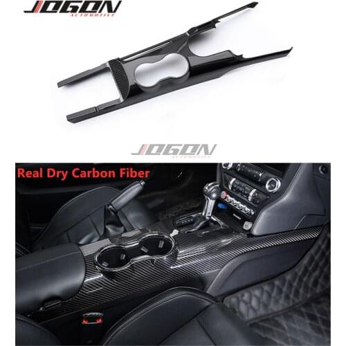 Real Carbon Fiber Interior Modification Water Cup Panel Center Control Panel For Ford Mustang 2015-2020 Ecoboost GT350 GT Coupe