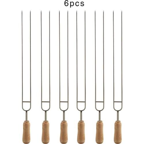 6pcs Stainless Steel U-Shaped Barbecue Brazing Fork Needle BBQ Grilling Skewers