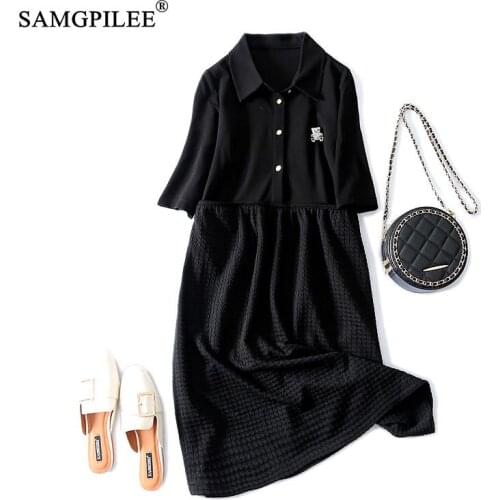 Dresses For Women 2021 New Fashion French Hepburn Style Knee Length Dark Plaid Loose Three Quarter Sleeve Autumn Party Dress 4XL