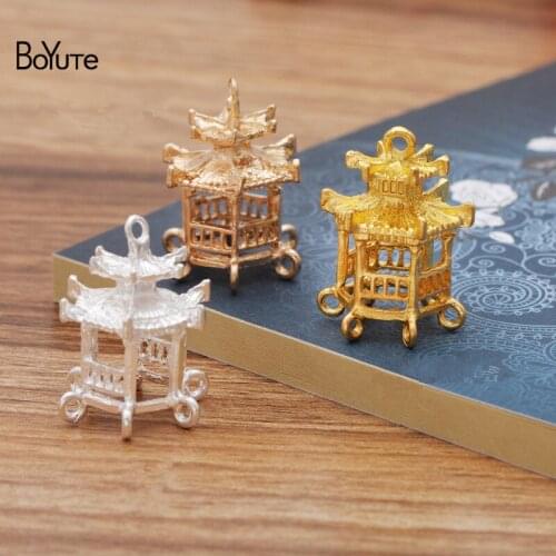 BoYuTe 10Pcs 24.5*30MM Metal Alloy Pavilion Pendant with 7 Loops Diy Hand Made Jewelry Accessories Parts