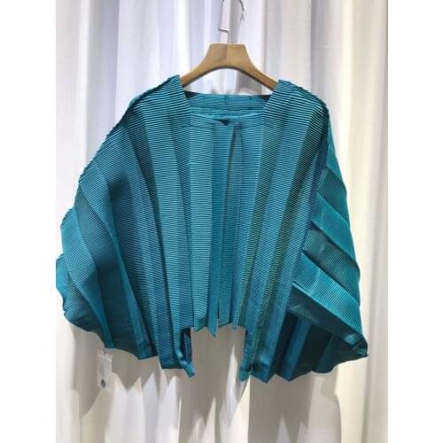 HOT SELLING Miyake new folds soild Square collar single button long sleeve Irregular coat IN STOCK