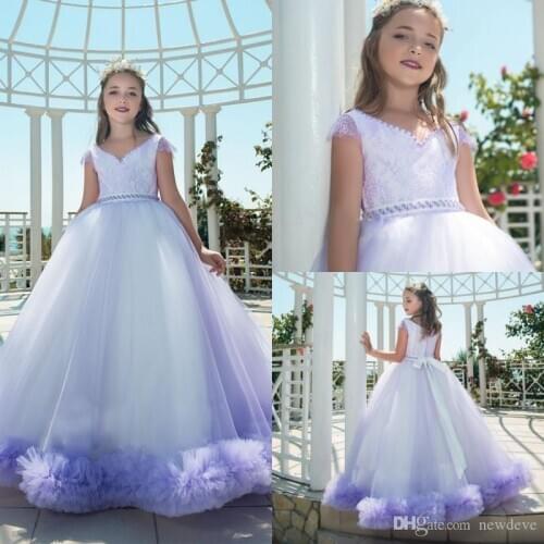 Luxury Beautiful 3d Handmade Flowers Girls Pageant Dress Fluffy Skirt Tulle Kids Prom Gowns Beads Ball Gown Flower Girls Dress
