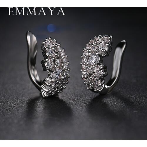 Emmaya Cheap Clip On Earrings For Women Fashion Accessories White Crystal Rhinestone Statement Clip Earrings Jewelry