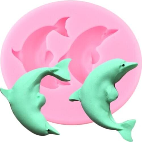 Dolphin Silicone Mold Cookie Baking Fondant Molds Cupcake Topper Decorating Tools Candy Polymer Clay Chocolate Gumpaste Moulds