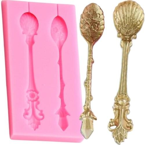 Spoon Silicone Molds Cupcake Topper DIY Party Fondant Cake Decorating Tools Chocolate Gumpaste Moulds Polymer Clay Candy Mold