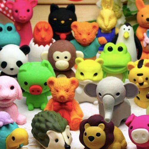 Lovely 3pcs Creative Animals Cute Eraser School Office Supply rubber Student Exam Pencil Erasable Tool school Stationery