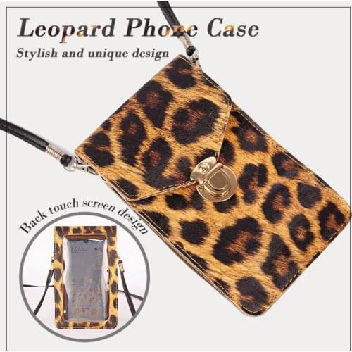 New Touch Screen Cell Phone Purse Smartphone Wallet Leather Shoulder Strap Handbag Women Bag Leopard Transparent Phone Bag Hots