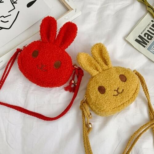 Crossbody Bags For Children Lovely Rabbit Plush Handbag Zipper Shoulder Bag Pack Tote Kids Baby Girls Princess Messenger Bag