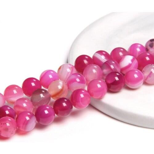 Rose Striped Agate Bead Naural Loose Spacer Beads 4/6/8/10 Mm for Jewelry Making DIY Bracelet Gift