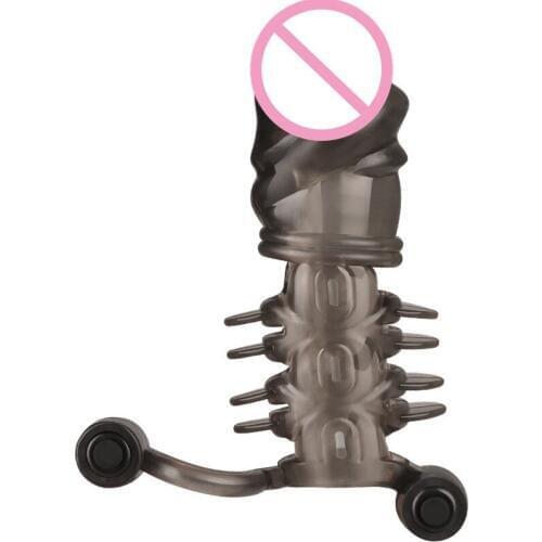 Vibrating Penis Sleeve Reusable Cock Ring Dildo Enlargement Electric Bullet Vibrator Sex Toy For Man