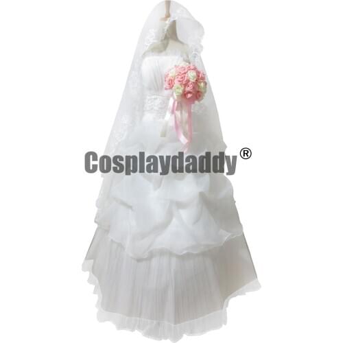 Yuno Gasai White wedding dress Future Diary / Mirai Nikki cosplay costume Full set