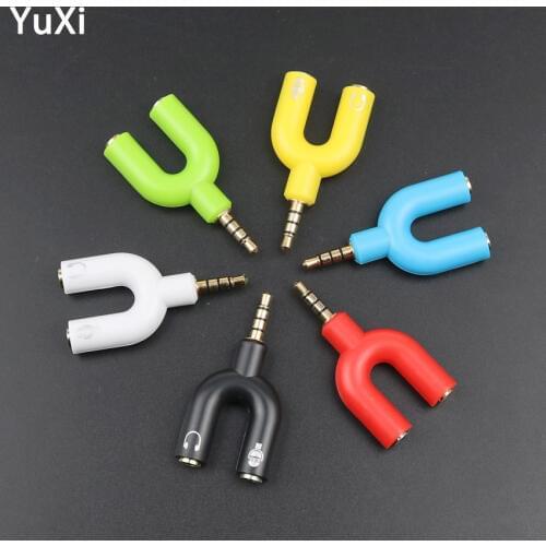 YuXi 3.5mm Audio Splitter Stereo Plug U-shape Mic & Headphone Earphone Adapters Audio Connector for Smartphone MP3 MP4 Player