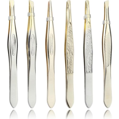 1Pcs Sliver Color Eyebrow Tweezer Hair Beauty Slanted Puller Stainless Steel Eye Brow Clips Hair Removal Makeup Tool