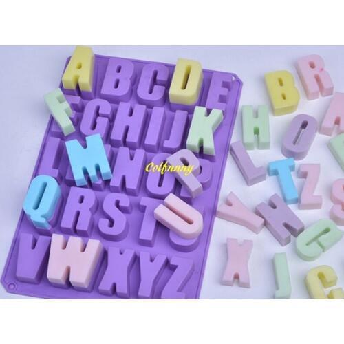 100pcs/lot Fast shipping Alphabet letter Silicone Mold Soap Mould Cake Cupcake Baking Bakeware Chocolate Soap Decorating