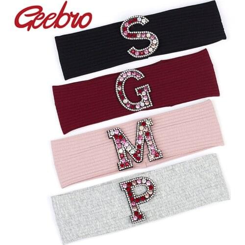2020 Summer Casual Fashion Women hair bands Multi-color Rhinestones letter Cotton Ribbed headbands ladies Girls hair Accessories