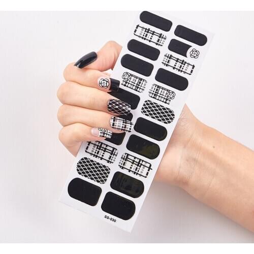 22 Tips/Sheet Solid Color And Striped Manicure Creative Women Salon Nail Wraps DIY Nail Sticker set Sticker For Nails Shiny