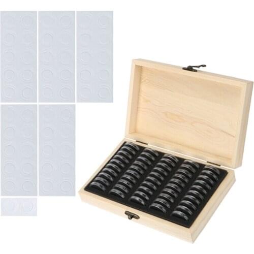Antioxidative Wooden Commemorative Coin Collection Case with Adjustment Pad Coins Storage Box