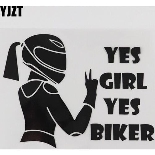 YJZT 15.6CMX11.9CM Cool YES GIRL YES BIKER Decal Vinyl Car Sticker Black/Silver 8A-1018