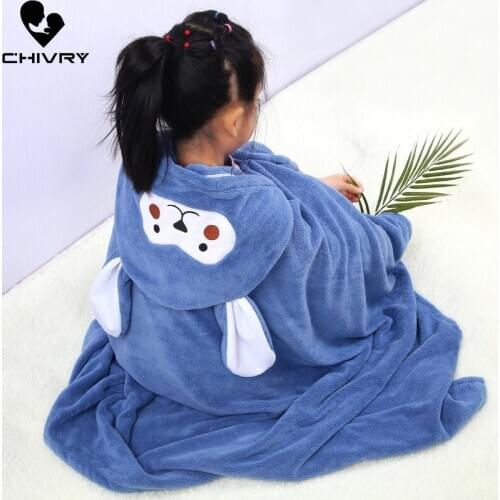 New 2021 Autumn Winter Children Hooded Bathrobe Kids Bath Robe Boys Girls Warm Coral Fleece Pajamas Kids Cute Cartoon Towel Robe