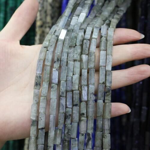 Natural Stone Rectangular Scattered bead agates Flash Labradorite string Beads for Jewelry Making DIY Necklace Bracelet 4x13mm