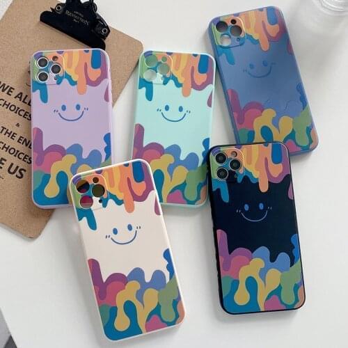 Colorful Square Watercolor Smiley Phone Case For Huawei P30 Lite P20 Pro P40 pro Lite P50 Silicon Cover