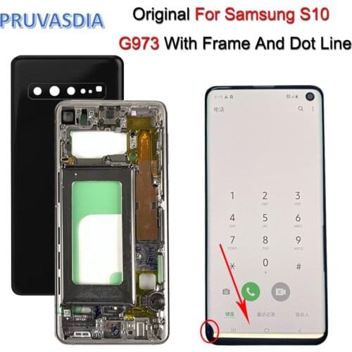 Original Screen With Dot For SAMSUNG Galaxy S10 SM-G973F/DS G973U G973 Amoled S10 Display Touch Digitizer Assembly