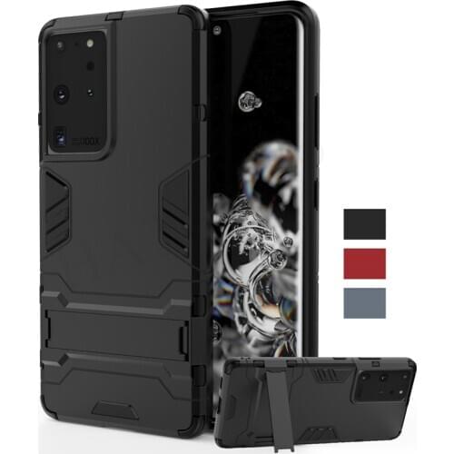 For Samsung Galaxy S21 Ultra Case Cover TPU Bumper Robot Holder Stand Shockproof Armor Hard Back Phone Case Samsung S21 Ultra