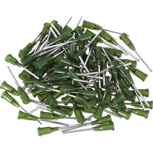 1 Inch Blunt Tip Dispensing Needles Olive Color 14Ga Adhesive Glue Syringe Use Pack of 100