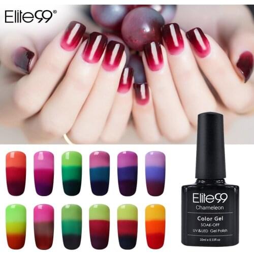 Elite99 Thermal Color Changing UV Gel Nail Polish Holographic Glitter Temperature Soak Off UV Gel Varnish 10ml Nail Art Manicure