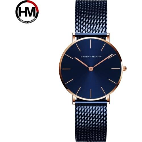 Hannah Martin HM-CL36 Trendy Fashion Waterproof Ladies Watch Simple And Casual Lady All-Match Quartz Steel Band Wristwatches