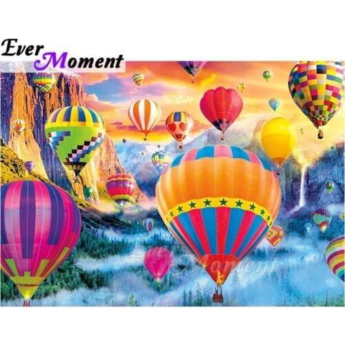 Ever Moment Diamond Painting Colorful Hot Air Balloon Full Square Picture Of Rhinestone Diamond Embroidery Cross Stitch ASF1631