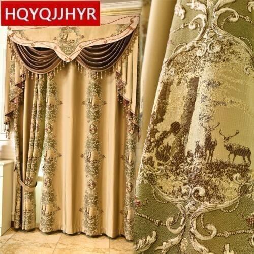 Royal top luxury 3D jacquard blackout curtains for living room windows with high quality elegant Voile curtain for bedroom