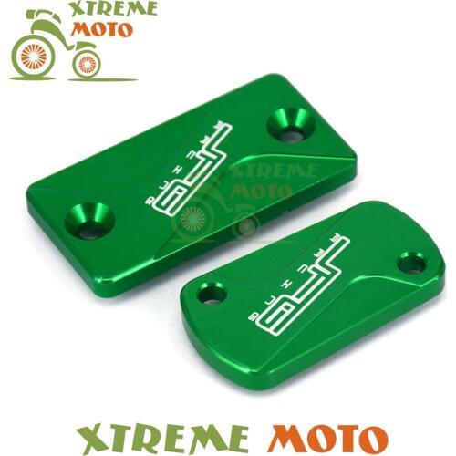 CNC Motorcycle Front And Rear Brake Fluid Reservoir Cover Cap For KX125 KX250 03-08 KX250F 04-16 KX450F 06-16 KLX450R 08-15
