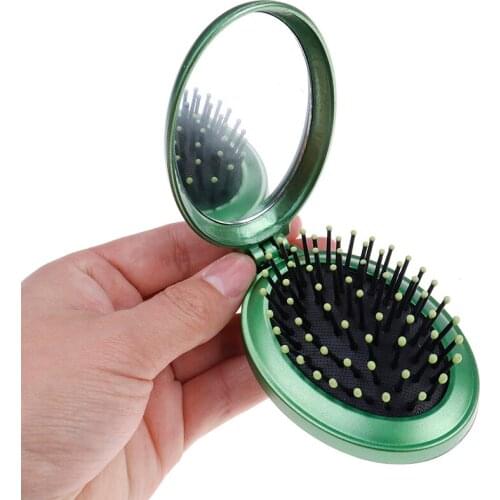 CASHOU41 Massage Folding Mirror with Comb Portable Pocket Small Travel Girl Styling Tools Mini Pocket Mirror Hair Brush with