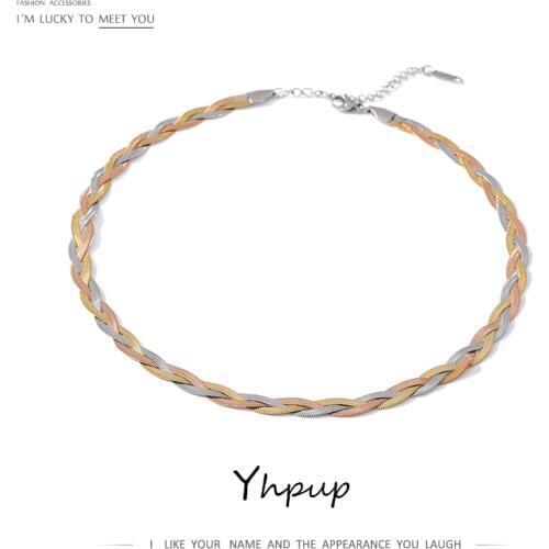 Yhpup Minimalist Metal Snake Chain Necklace Stainless Steel Jewelry Charm Geometric Collar Necklace брелок Wedding Gift 2021