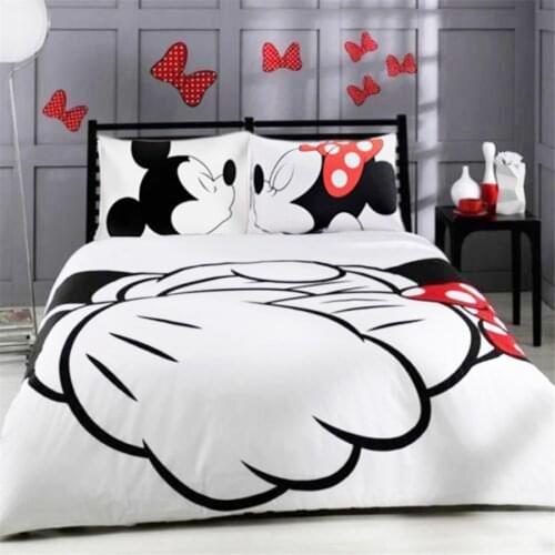 Mickey Minnie Mouse 3D Printed Bedding Sets Adult Twin Full Queen King Size White Black Bedroom Decoration Duvet Cover Set