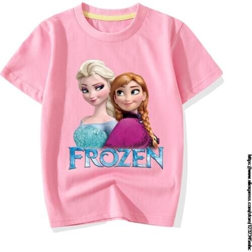 Cute T Shirts for Girls Frozen Elsa T Shirt Girls/Boys Funny Baby Clothes Kids Summer Tshirt Children Clothing Kids Costume Top