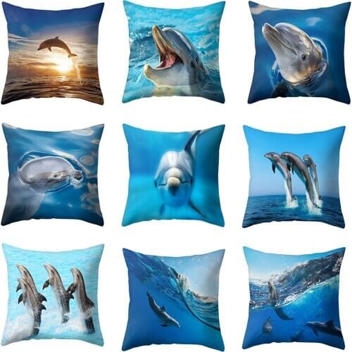 Marine Animal Dolphin PillowCase Cushionsoft Sofa Bed Car Cafe Office Decor Durable and soft material, with fine workmanship
