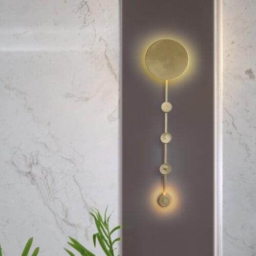 Nordic contracted sitting room Led Wall lamp Retro Beass copper wall lamp TV setting wall lamp bedroom bedside lamp