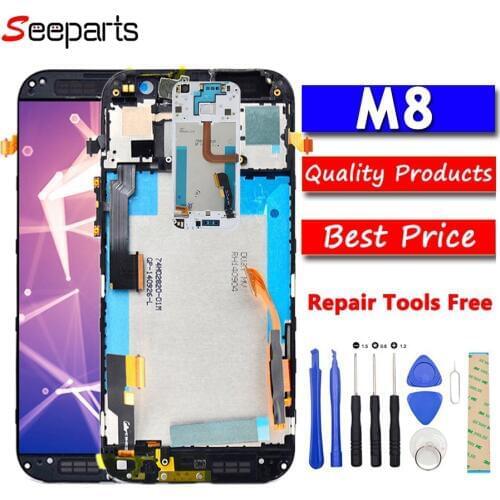 New For HTC ONE M8 LCD Display Touch Screen Frame Digitizer Assembly 1920x1080 Replacement Repair Parts LCD For HTC M8 Display