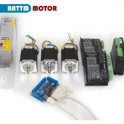 New type 3 axis CNC controller kit NEMA23 270oz-in stepper motor 76mm & CW5045 driver with 256 microstep and 4.5A current
