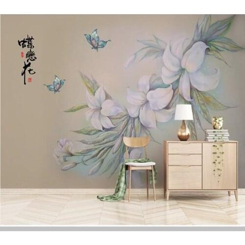 Papel de parede Chinese style flowers and butterfly wallpaper,living room tv wall bedroom mural wall papers home decor